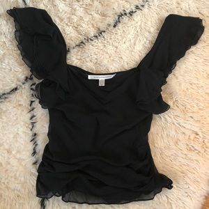Diane von Furstenberg sexy black silk blouse